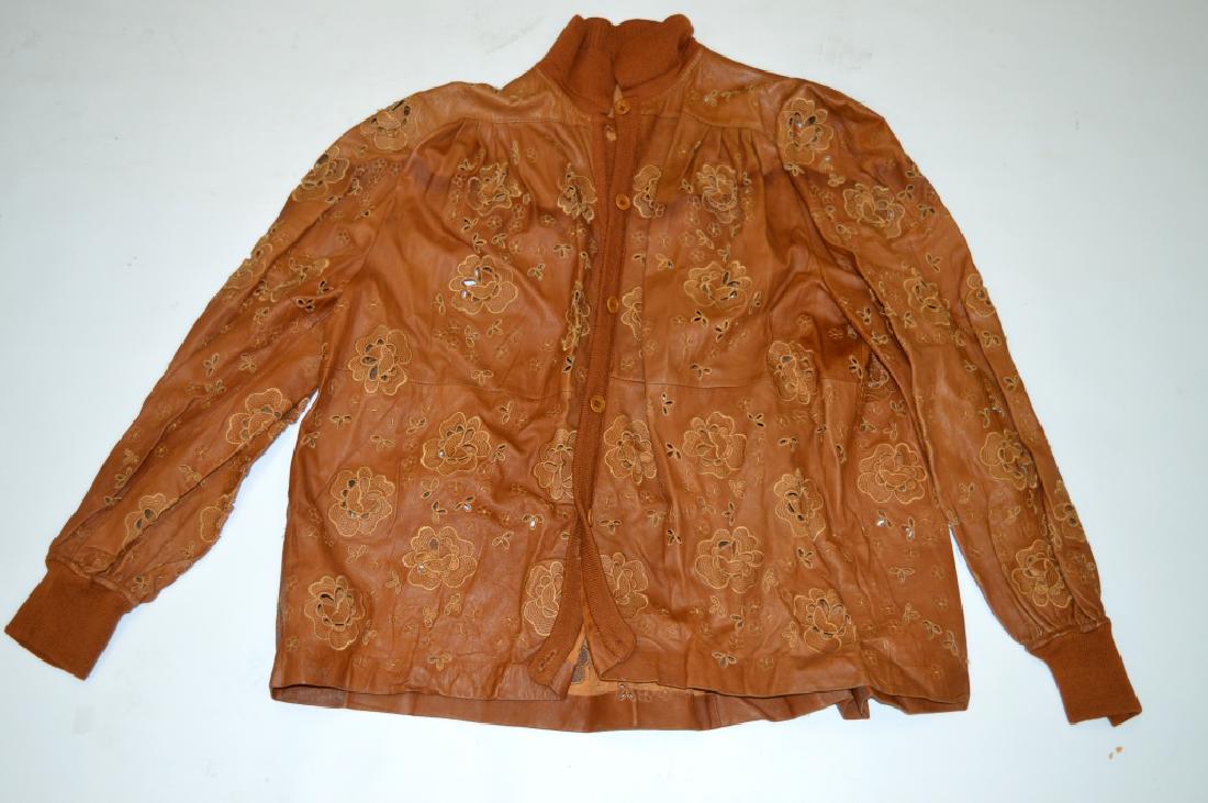 Vintage Valentino Embroidered Leather Jacket; 46 (1 of 7)