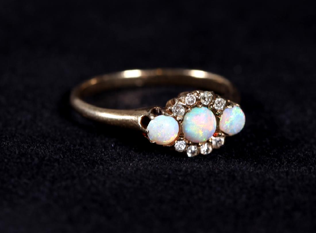 Three Fire Opal Round Cabochons in 14K Gold Ring (1 of 7)