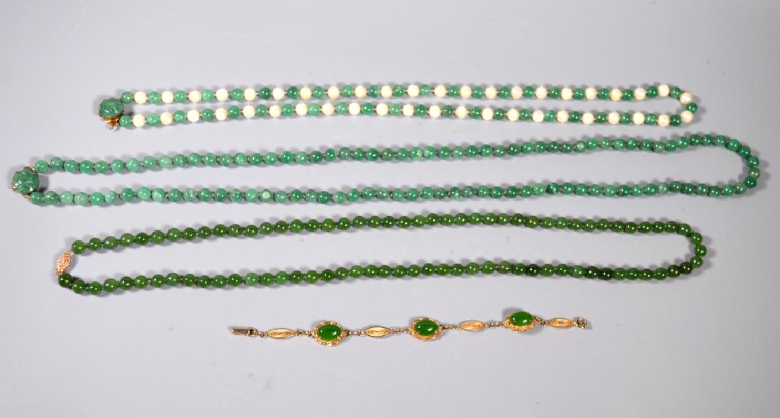 Group 3 Green Hardstone Necklaces; Bracelet (1 of 7)