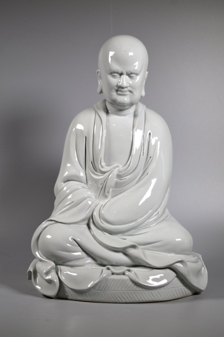 Large Chinese Blanc de Chine Seated Damo Lohan (1 of 8)