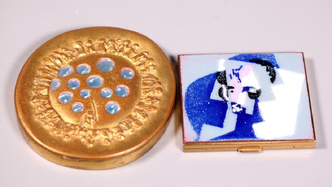 2 Compacts; Line Vautrin Bronze; Cubist Enamel (1 of 7)