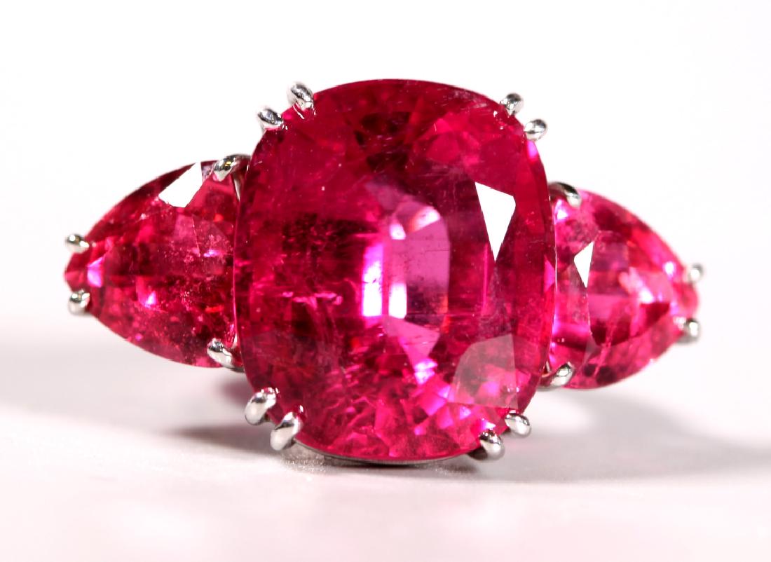 Pink Faceted Tourmaline & 18K White Gold Ring (1 of 7)