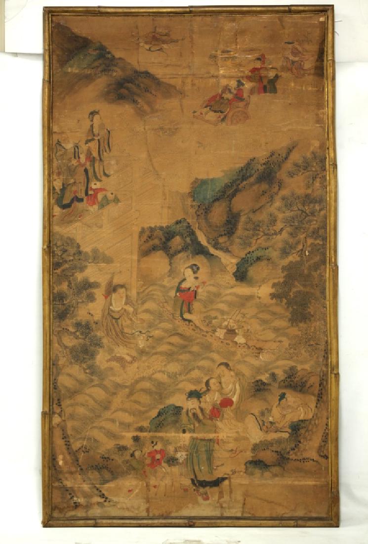 Lg Chinese 18 C Painting on Silk; Taoist Paradise (1 of 11)