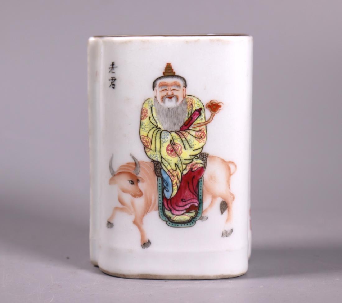 Chinese Qing Dynasty Enameled Porcelain Brush Pot (1 of 7)