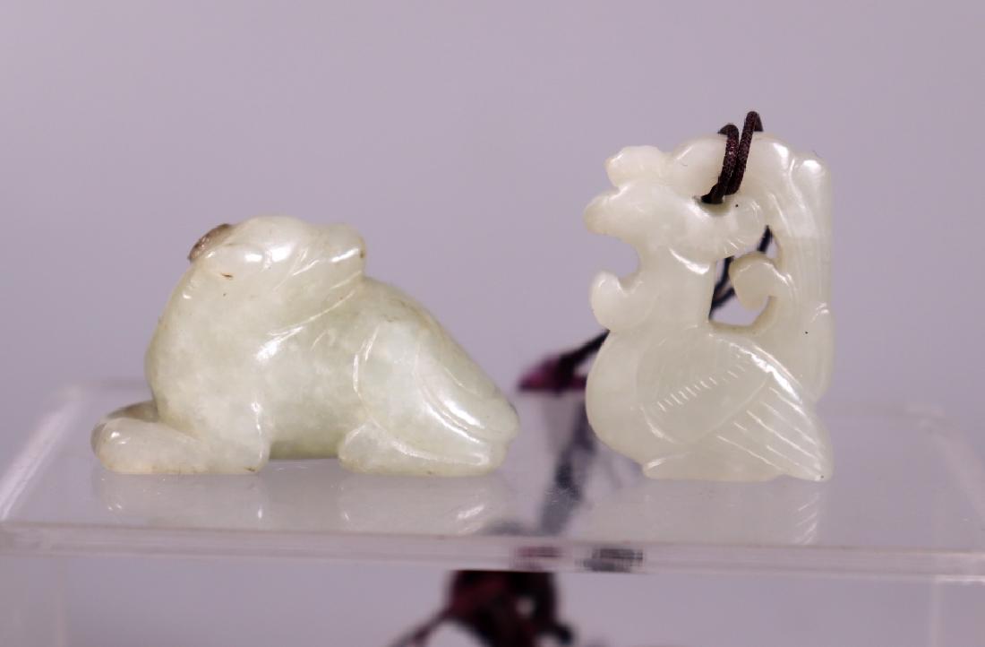 Two Chinese 18/19 C Jade Pendants; Phoenix & Dog (1 of 6)