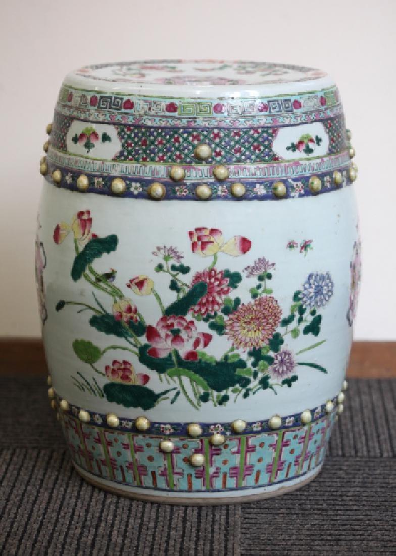 Chinese Qing Famille Rose Porcelain Garden Seat (1 of 7)