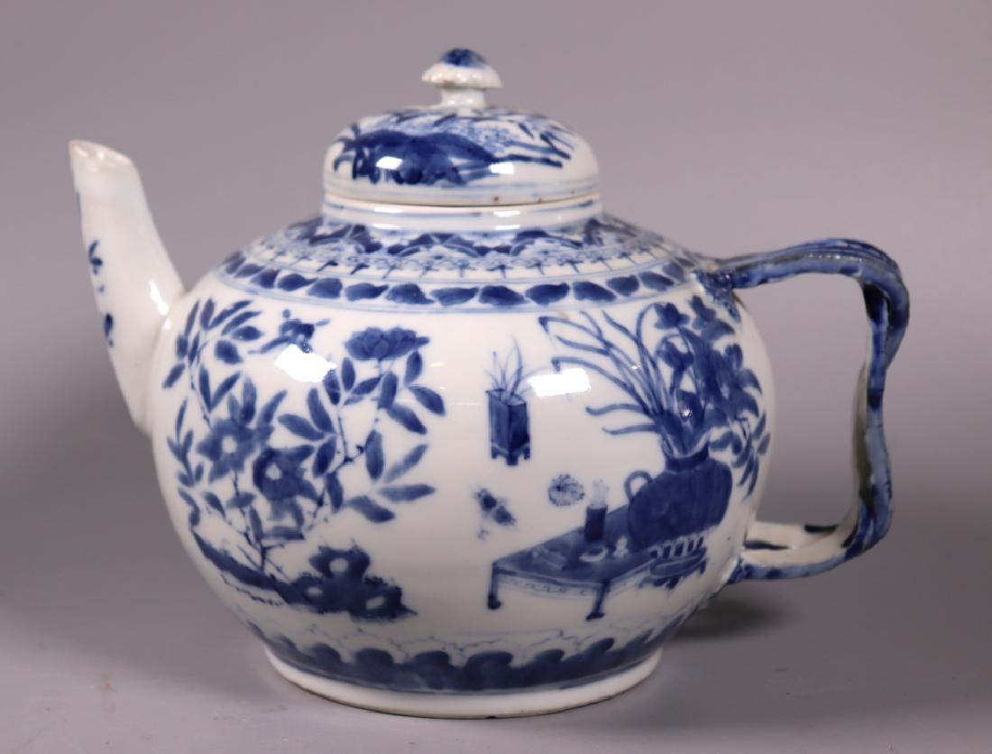 Chinese Qing Blue & White Porcelain Large Teapot (1 of 7)