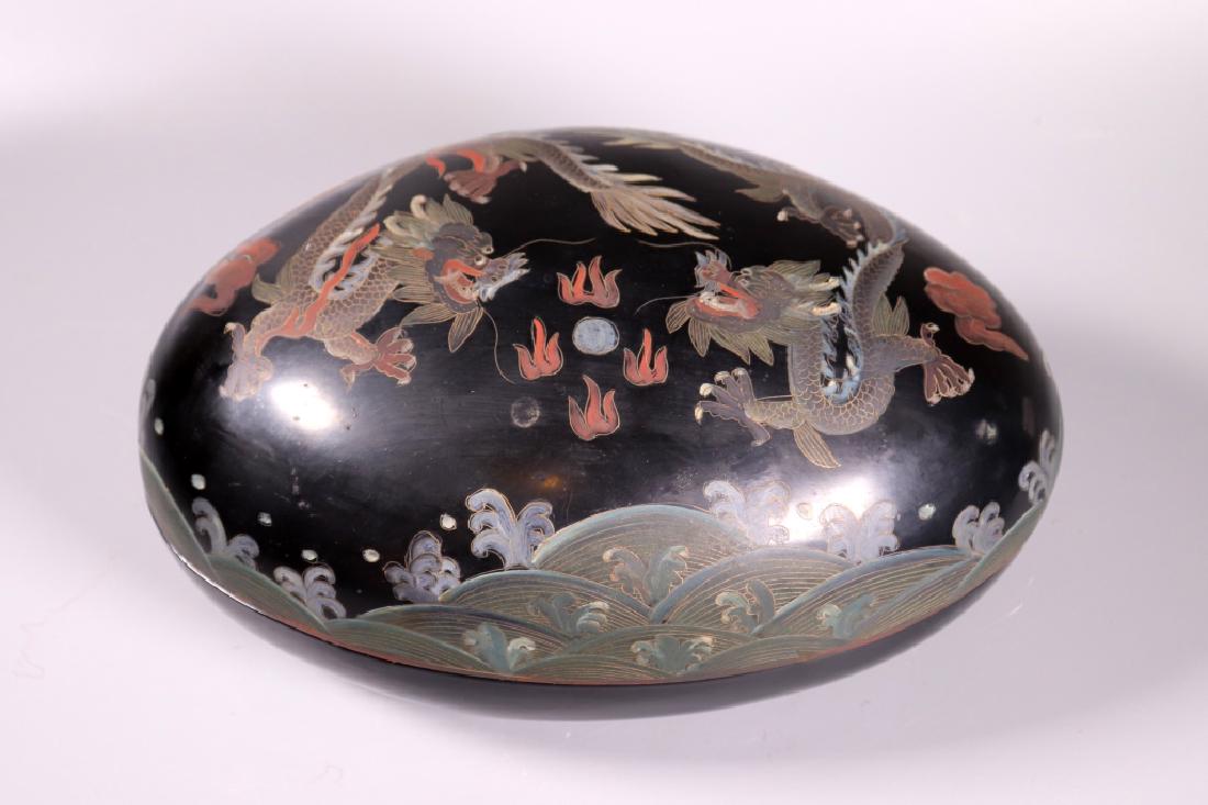 Chinese Black Lacquered Sea Coconut Dragon Box (1 of 7)