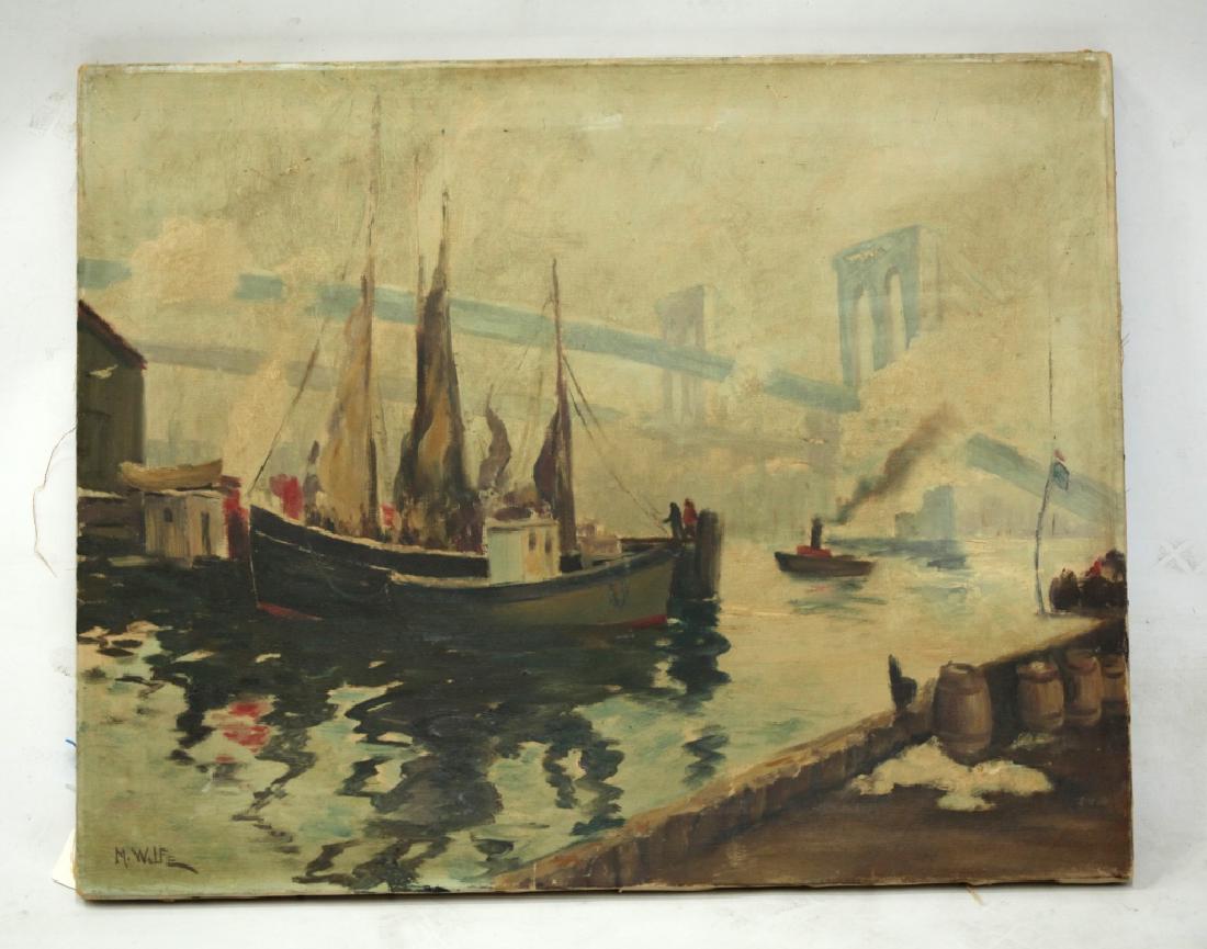 Brooklyn Bridge Manhattan Bridge East River Oil (1 of 8)