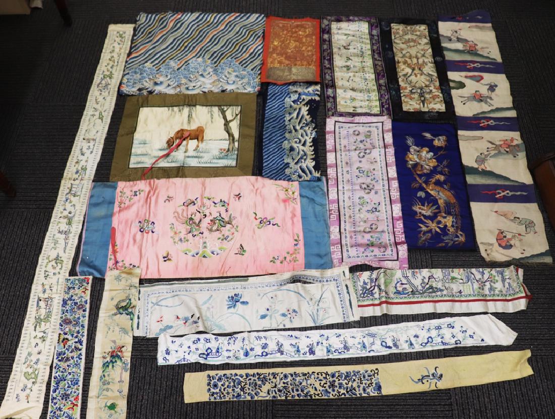 17 Chinese 18/19 Century Silk Embroidery Panels (1 of 10)