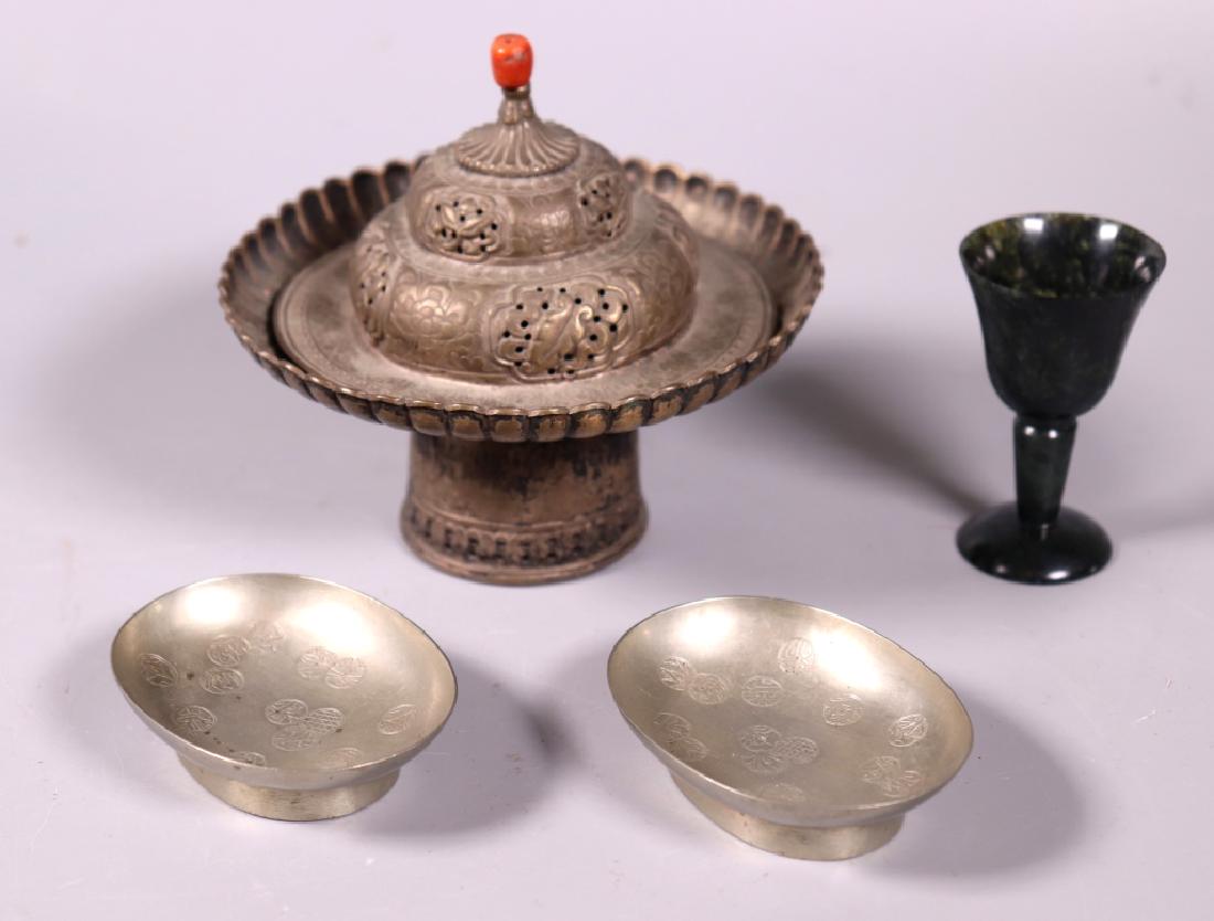 Five Chinese Metal and/or Jade Antiques (1 of 8)