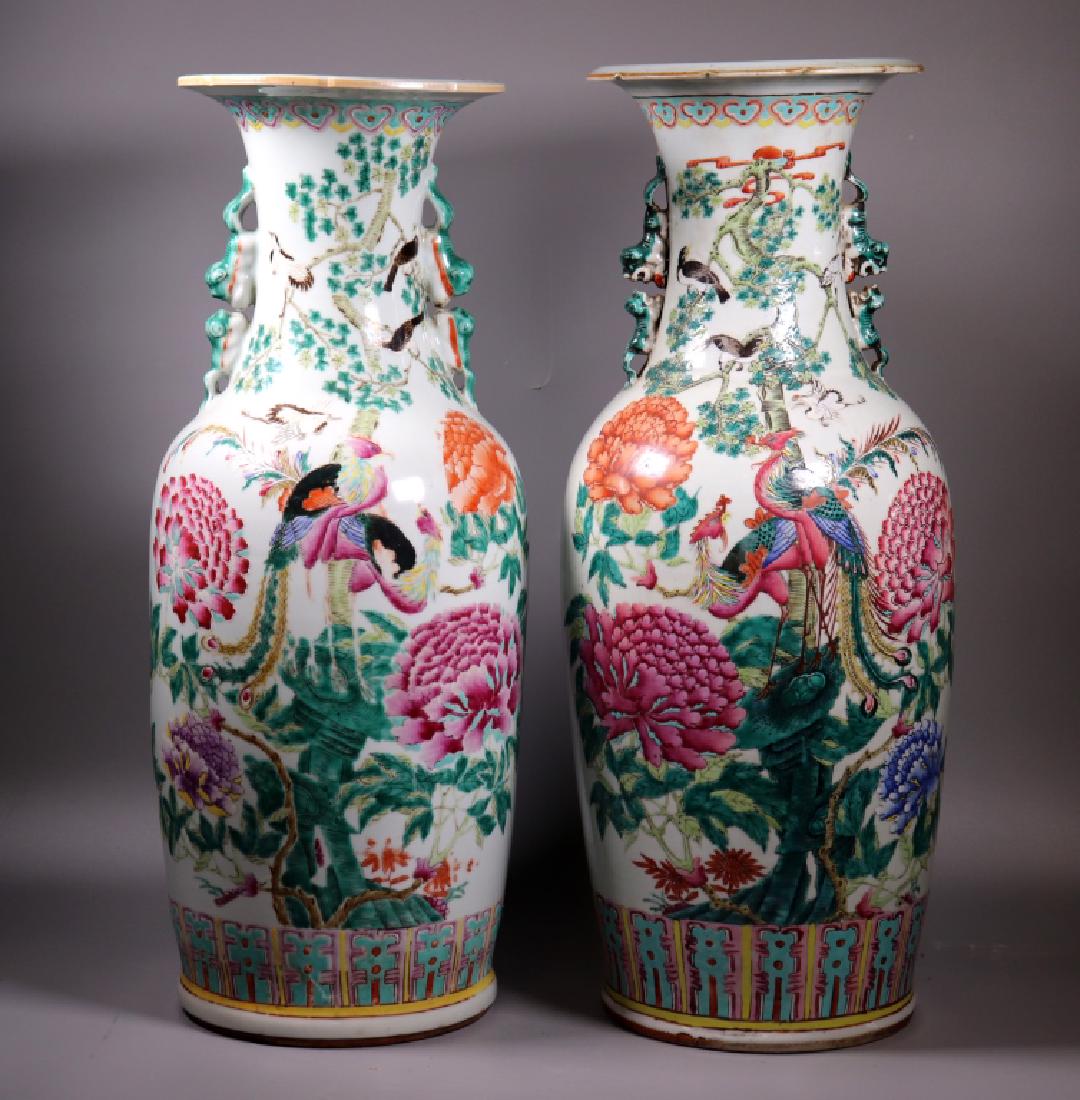 Near-Pair Chinese Large Enameled Porcelain Vases (1 of 12)