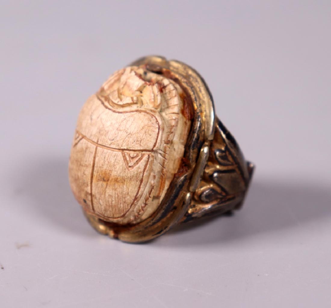 Ancient Egyptian Scarab; Antique Gilt Silver Ring (1 of 5)