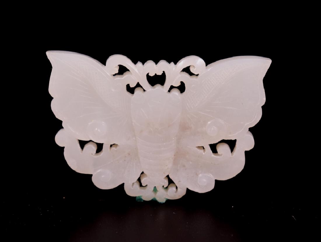 Chinese 17/18 C White Jade Butterfly Pendant (1 of 6)