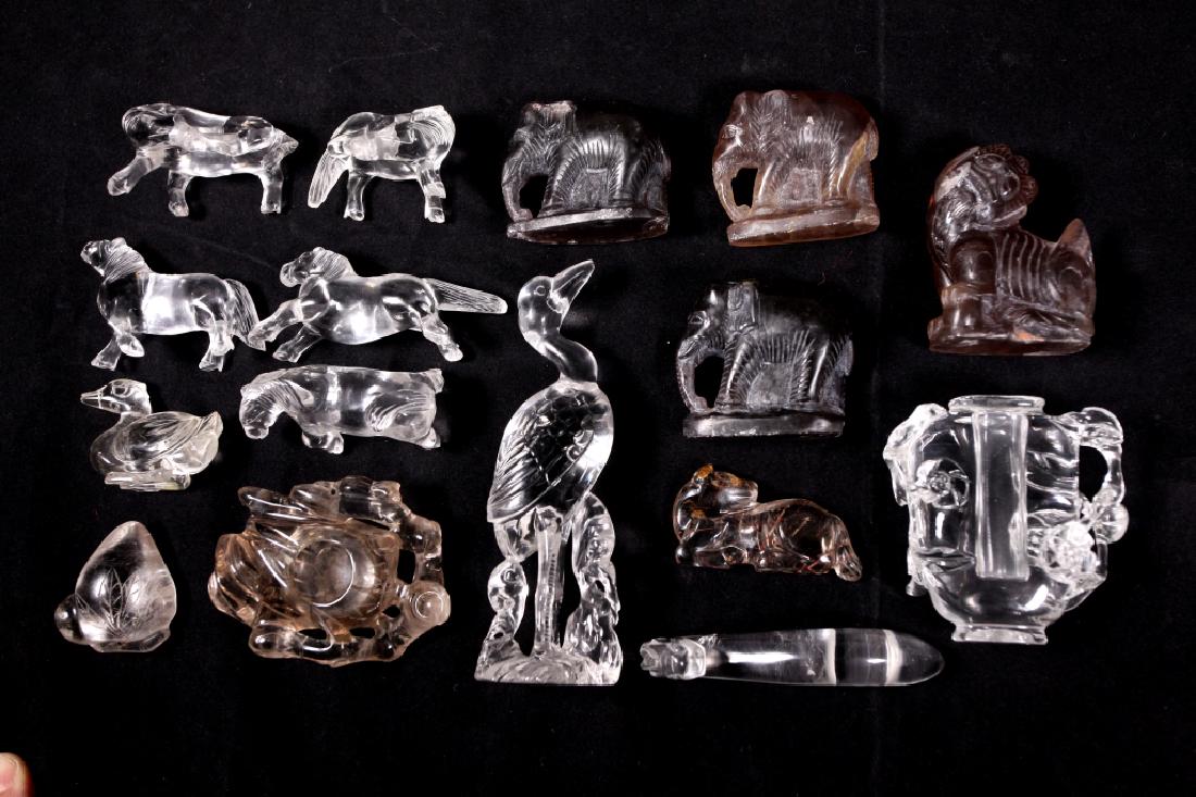 16 Chinese Carvings; 12 Quartz Crystal, 4 Stone (1 of 9)