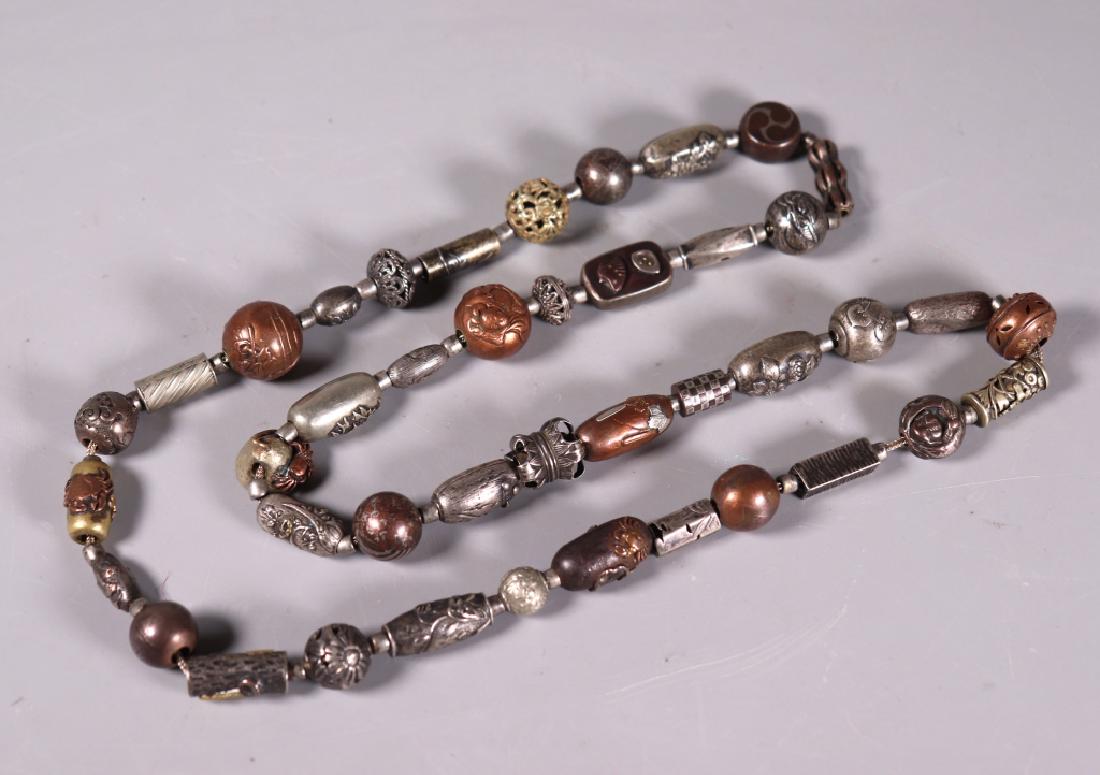 Japanese 19 C 42 Ojime Bead Necklace Silver & Gold (1 of 10)