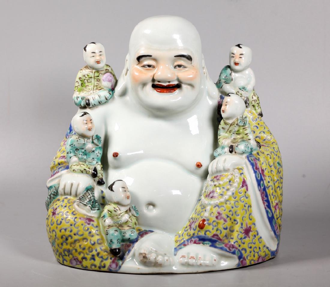 Chinese Porcelain Seated Budai Buddha with Boys (1 of 11)