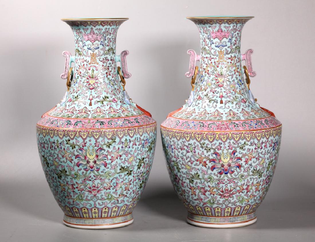 Large Pr Chinese Famille Rose Porcelain Vases (1 of 8)