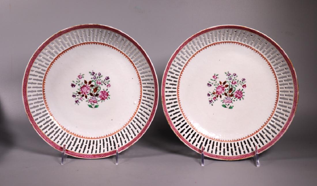 Pair Chinese 18 C Reticulated Porcelain Bowls (1 of 7)