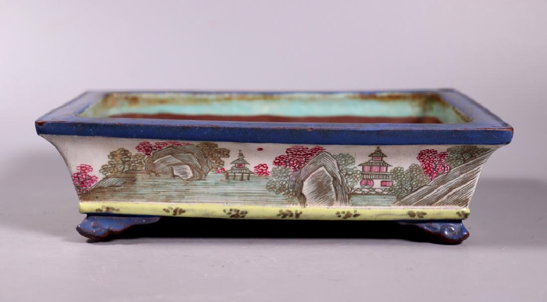 Chinese 19 C Enameled Yixing Rectangular Planter (1 of 9)