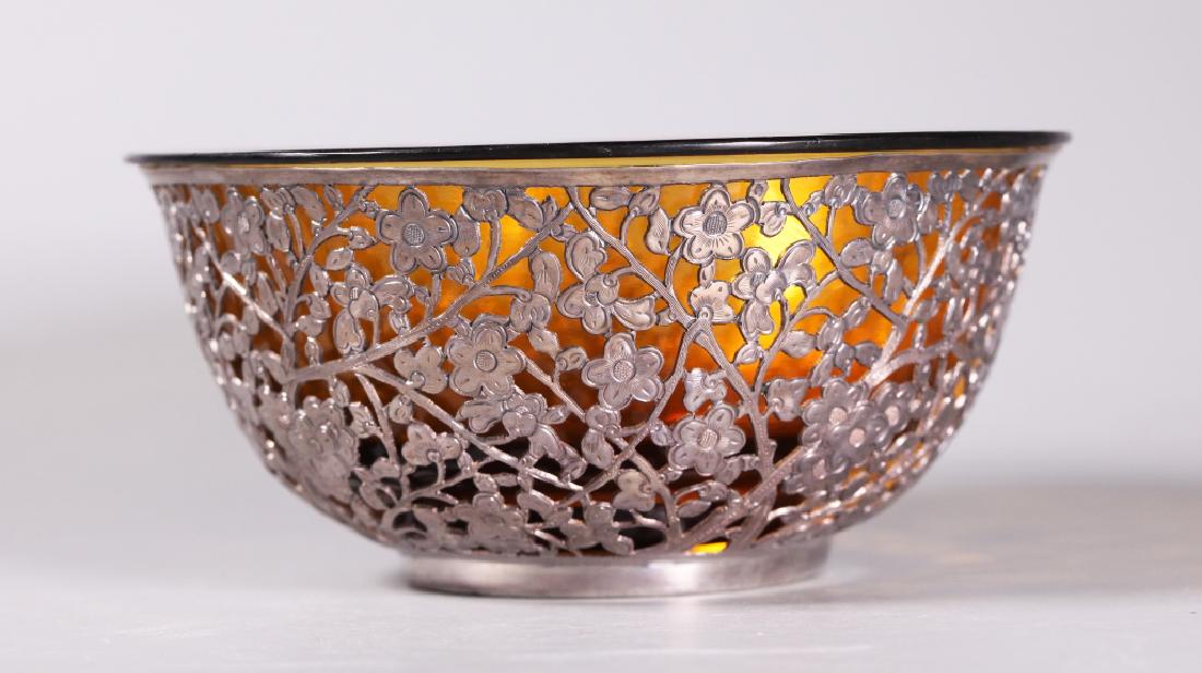 Chinese Qing Dynasty Silver over Peking Glass Bowl (1 of 9)
