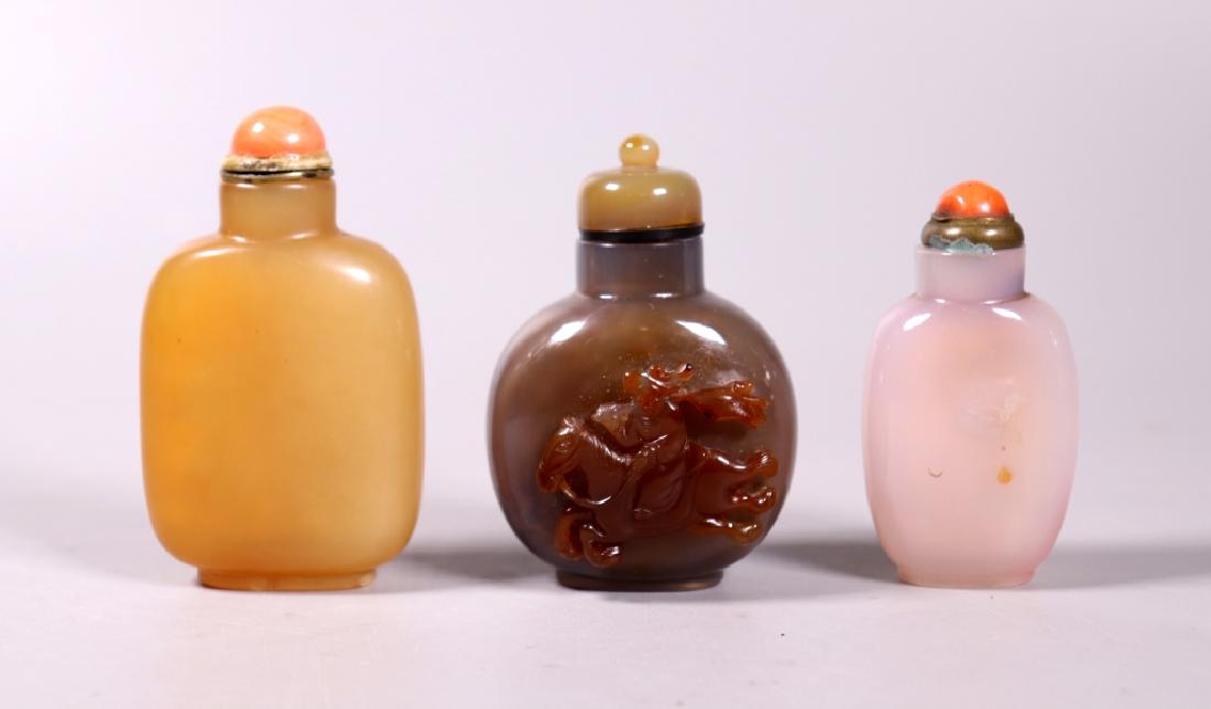 3 Chinese Antique Snuff Bottles Agate & Hardstone (1 of 7)