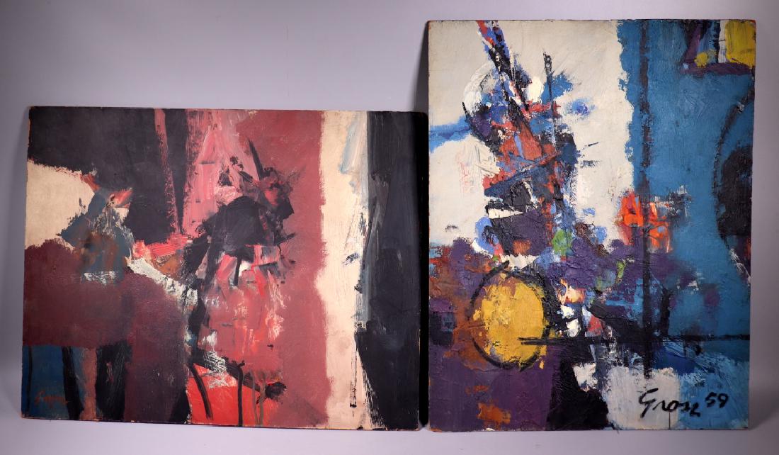 Sidney Gross: Two Oil on Masonite Abstractions (1 of 8)