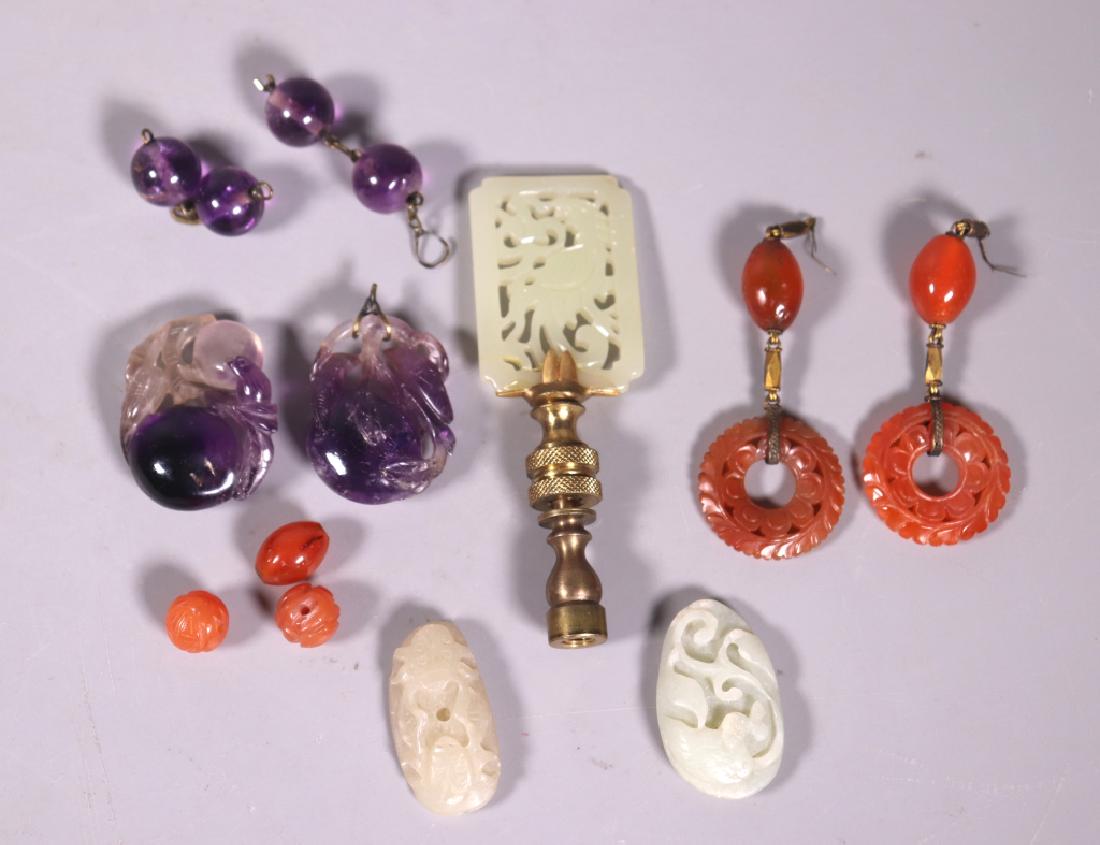 Chinese Qing Amethyst & Carnelian Carved Beads (1 of 7)
