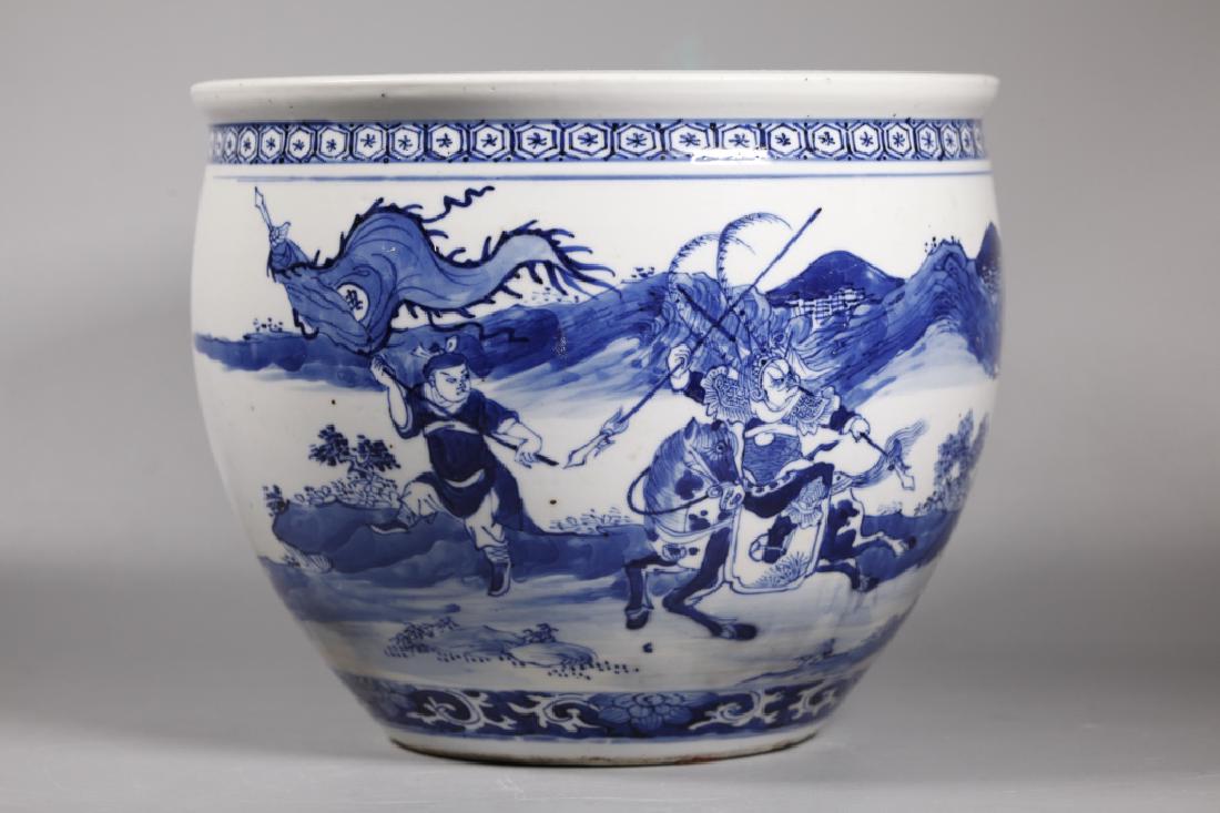 Chinese 19 C Blue & White Porcelain Fish Bowl (1 of 7)