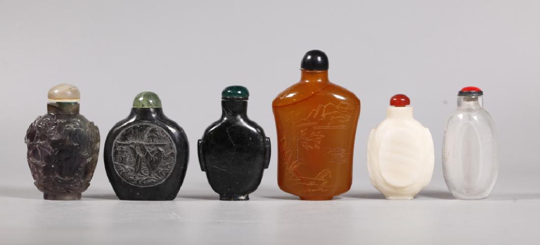 Six Unusual Chinese Carved Stone Snuff Bottles (1 of 12)