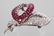AGI Certified; Vintage Ruby & Diamond 18K Leaf Pin - 9