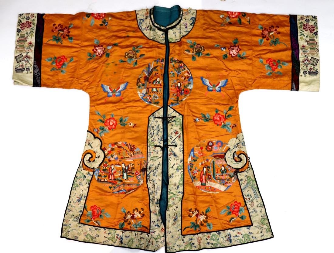Chinese Qing Dynasty Amber Silk Jacket (1 of 13)