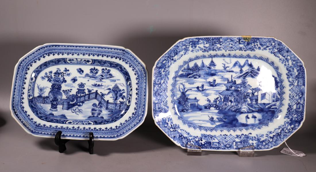 2 Chinese 18 C Blue & White Porcelain Platters (1 of 8)