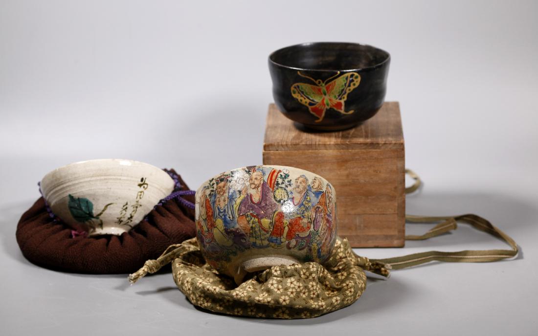 3 Japanese Chawan Tea Bowls Kenzan Ninsei (1 of 15)