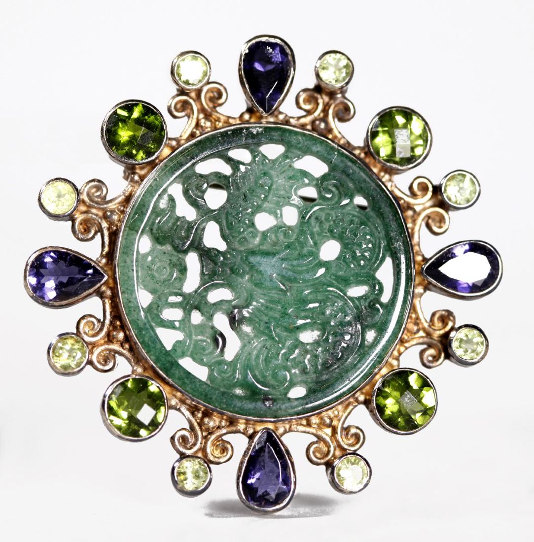 Chinese Agate Dragon Amethyst Peridot Pendant (1 of 7)