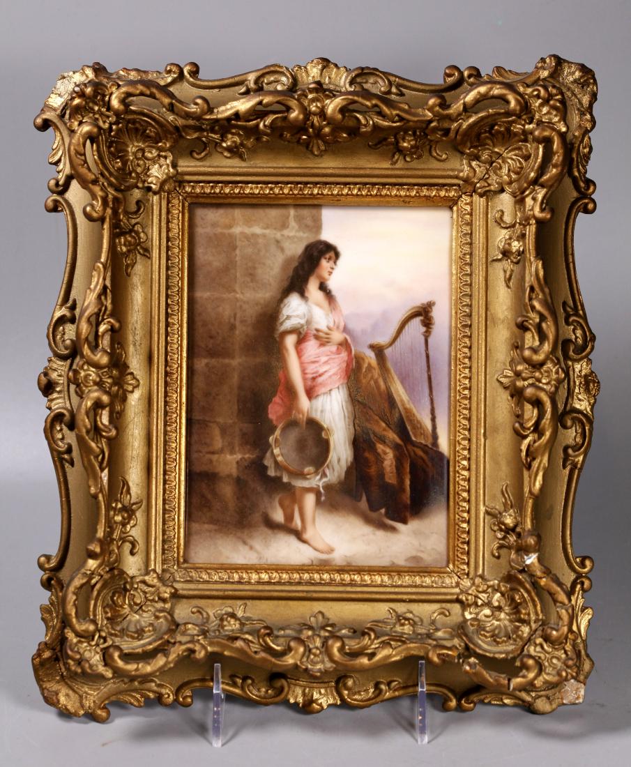 KPM Porcelain Plaque; Barefoot Gypsy & Tambourine (1 of 6)