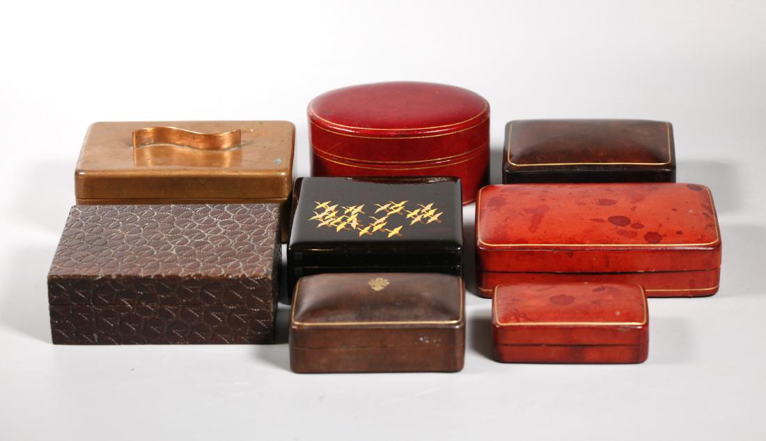 8 Small Boxes; Leather Copper Polish Lacquer (1 of 10)