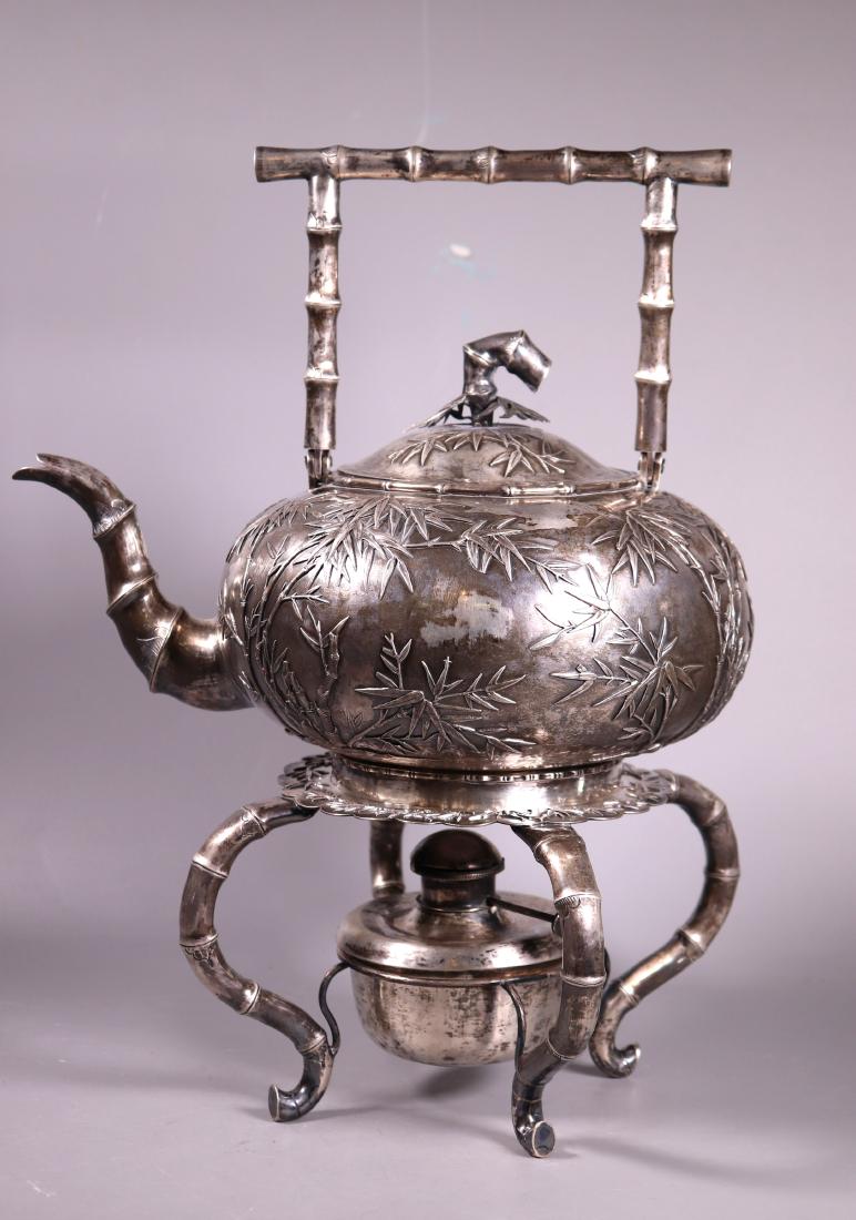 Lg HK Chinese 19 C Silver Water Pot & Burner (1 of 14)