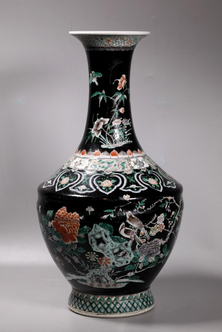 Large Chinese Qing Famille Noire Porcelain Vase (1 of 7)