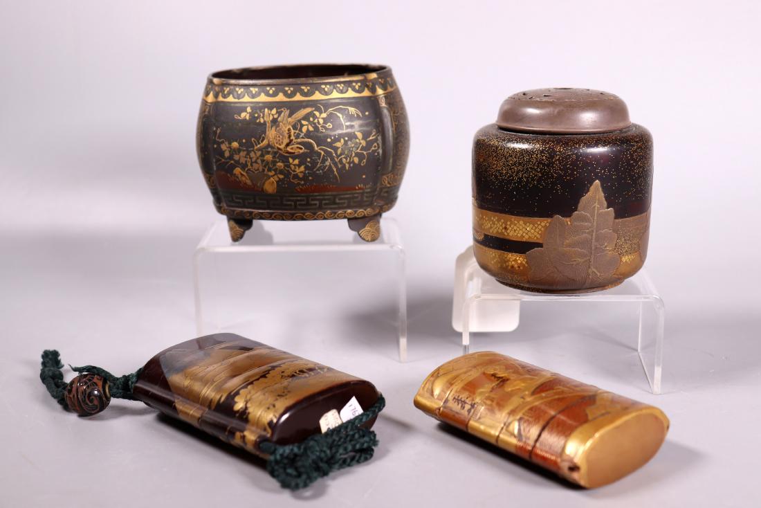 - 4 Japanese 19 C Gold Lacquer Decorated Items (1 of 10)