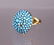 European 19 C Pavé Turquoise Cabochon Dome Ring - 2