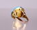 European 19 C Pavé Turquoise Cabochon Dome Ring - 4