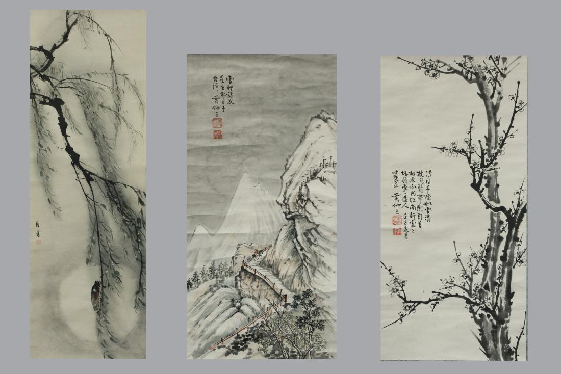 3 Chinese Ink Scroll Paintings on Paper (1 of 17)