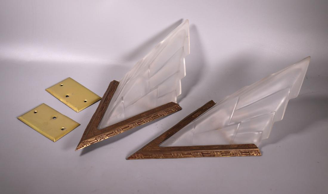 Pair Degué France Glass Art Deco Wall Sconces (1 of 8)