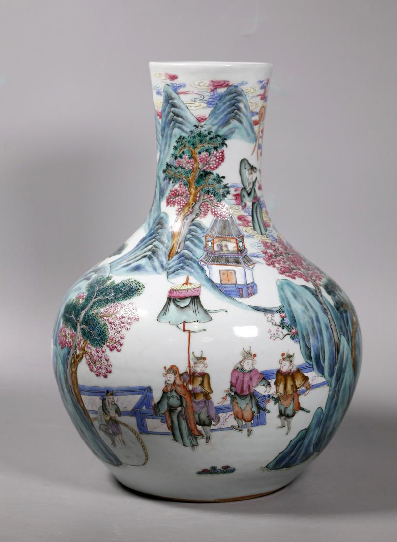 Chinese 19 C Immortals Enameled Porcelain Vase (1 of 9)
