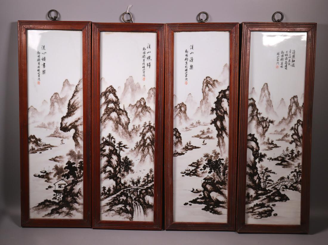 4 Chinese Porcelain Landscape Plaques (1 of 10)