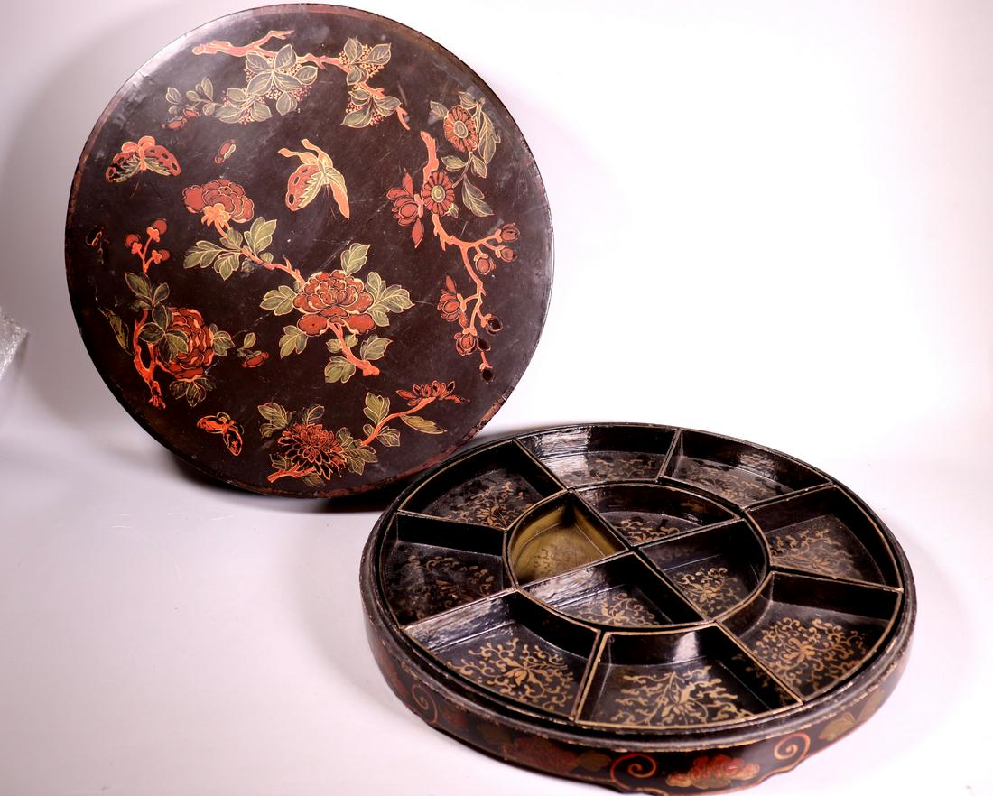 Chinese Qing Dynasty Black Lacquer Dinner Set (1 of 11)