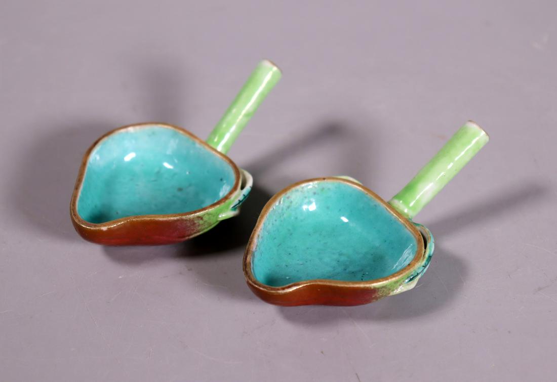 Two Chinese 19 C Enameled Porcelain Peach Dishes (1 of 5)