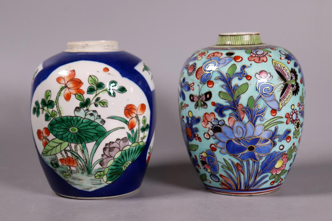 2 Chinese 18/19 C Enameled Porcelain Tea Jars (1 of 7)