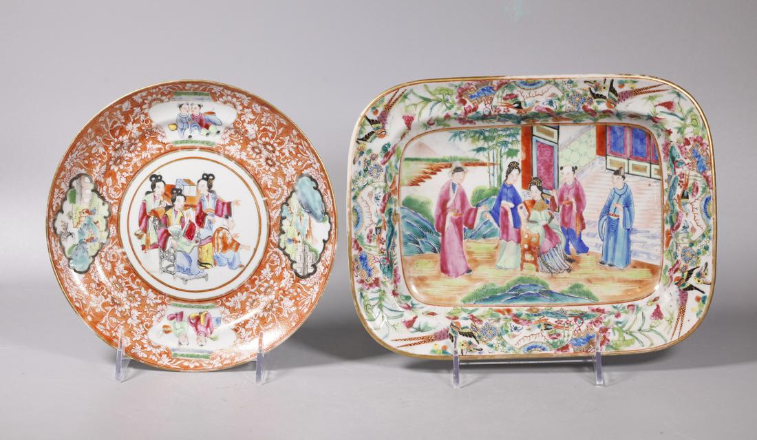 Chinese 19 C Famille Rose Porcelain Plate & Tray (1 of 9)